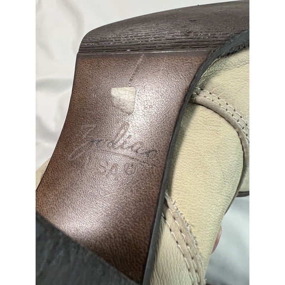 ZODIAC Recruit Cowboy Slouch Boots Leather Toe Tips Cream Womens Rare Vintage 7M - Picture 9 of 11